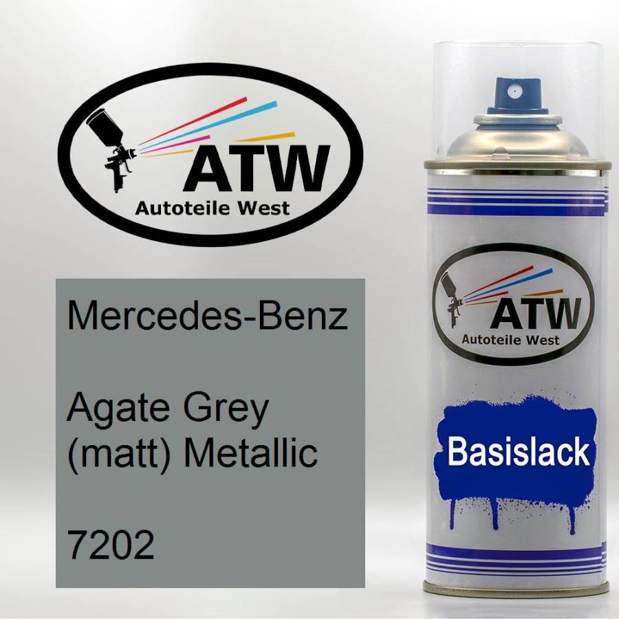 Mercedes-Benz, Agate Grey (matt) Metallic, 7202: 400ml Sprühdose, von ATW Autoteile West.